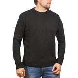 100% SHETLAND WOOL CREW Round Neck Knit JUMPER Pullover Mens Sweater Knitted - Plain Black - 5XL - Next Deals AU