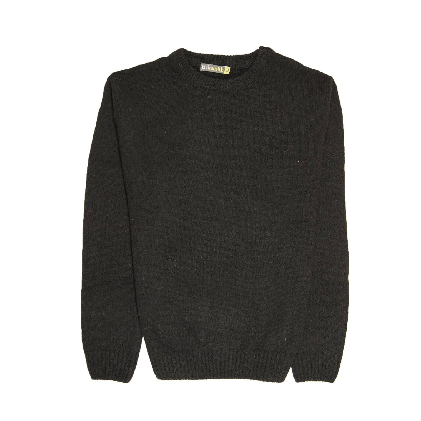 100% SHETLAND WOOL CREW Round Neck Knit JUMPER Pullover Mens Sweater Knitted - Plain Black - 6XL - Next Deals AU