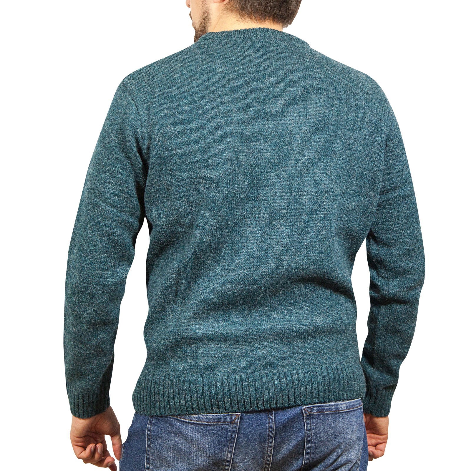 100% SHETLAND WOOL CREW Round Neck Knit JUMPER Pullover Mens Sweater Knitted - Sherwood (32) - XL - Next Deals AU