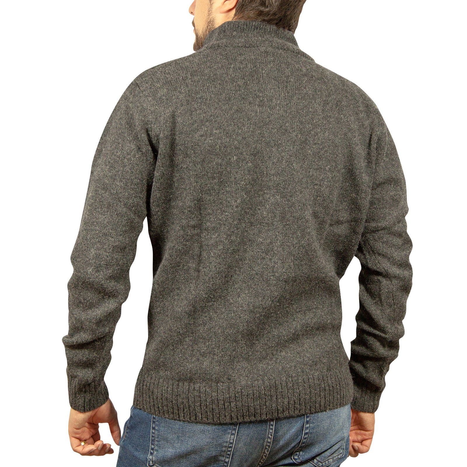 100% SHETLAND WOOL Half Zip Up Knit JUMPER Pullover Mens Sweater Knitted - Charcoal (29) - M - Next Deals AU
