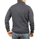 100% SHETLAND WOOL Half Zip Up Knit JUMPER Pullover Mens Sweater Knitted - Denim Blue (45) - 4XL - Next Deals AU