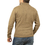 100% SHETLAND WOOL Half Zip Up Knit JUMPER Pullover Mens Sweater Knitted - Nutmeg (23) - S - Next Deals AU