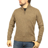 100% SHETLAND WOOL Half Zip Up Knit JUMPER Pullover Mens Sweater Knitted - Nutmeg (23) - XXL - Next Deals AU