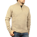 100% SHETLAND WOOL Half Zip Up Knit JUMPER Pullover Mens Sweater Knitted - Oat Marle (03) - M - Next Deals AU