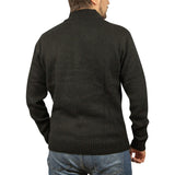 100% SHETLAND WOOL Half Zip Up Knit JUMPER Pullover Mens Sweater Knitted - Plain Black - 6XL - Next Deals AU