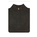 100% SHETLAND WOOL Half Zip Up Knit JUMPER Pullover Mens Sweater Knitted - Plain Black - XXL - Next Deals AU