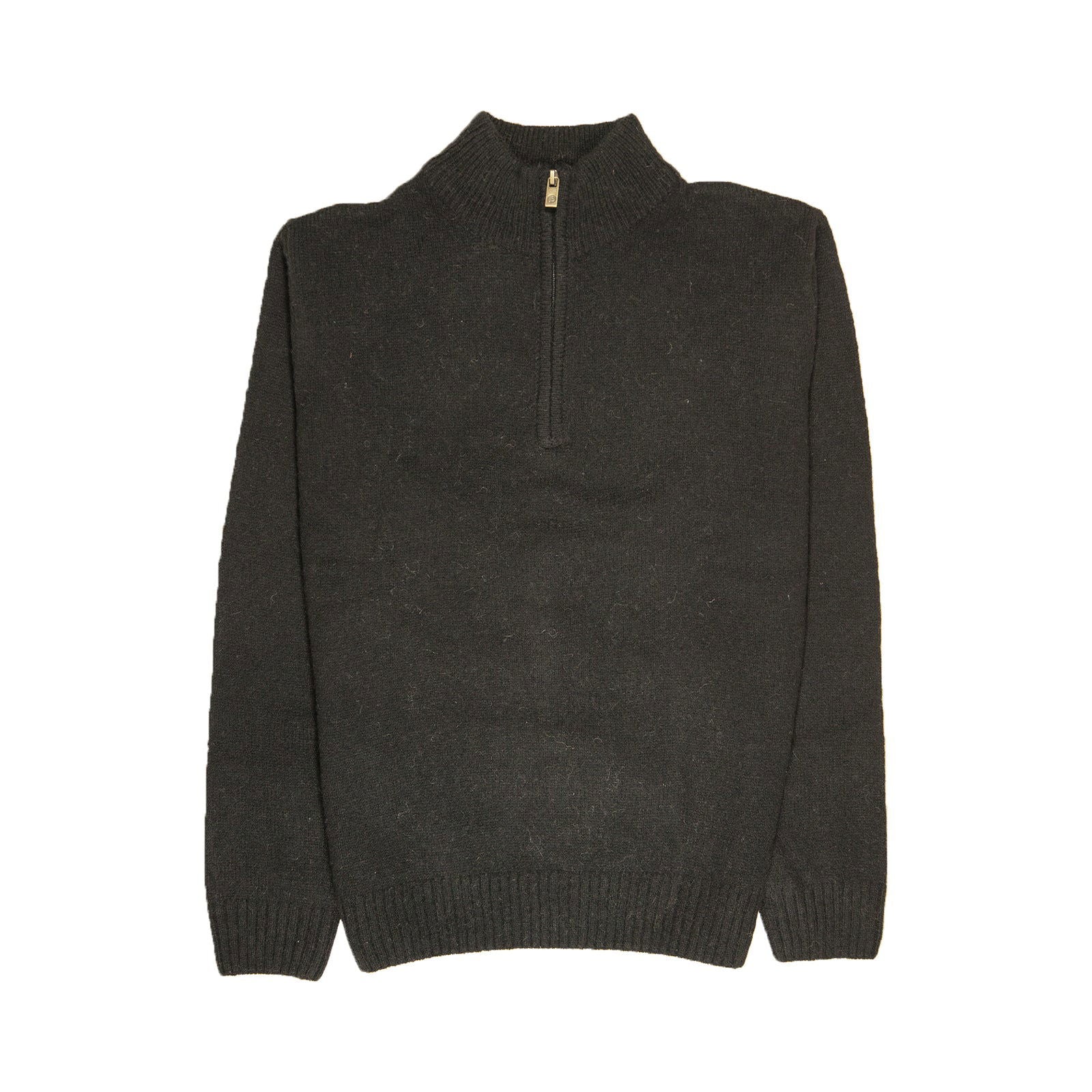 100% SHETLAND WOOL Half Zip Up Knit JUMPER Pullover Mens Sweater Knitted - Plain Black - XXL - Next Deals AU