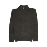100% SHETLAND WOOL Half Zip Up Knit JUMPER Pullover Mens Sweater Knitted - Plain Black - XXL - Next Deals AU