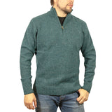 100% SHETLAND WOOL Half Zip Up Knit JUMPER Pullover Mens Sweater Knitted - Sherwood (32) - 5XL - Next Deals AU