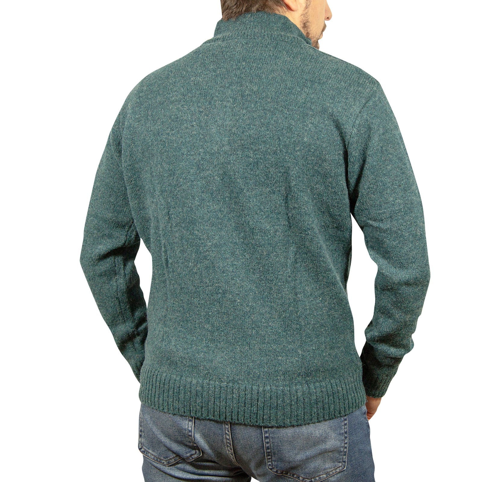 100% SHETLAND WOOL Half Zip Up Knit JUMPER Pullover Mens Sweater Knitted - Sherwood (32) - 6XL - Next Deals AU