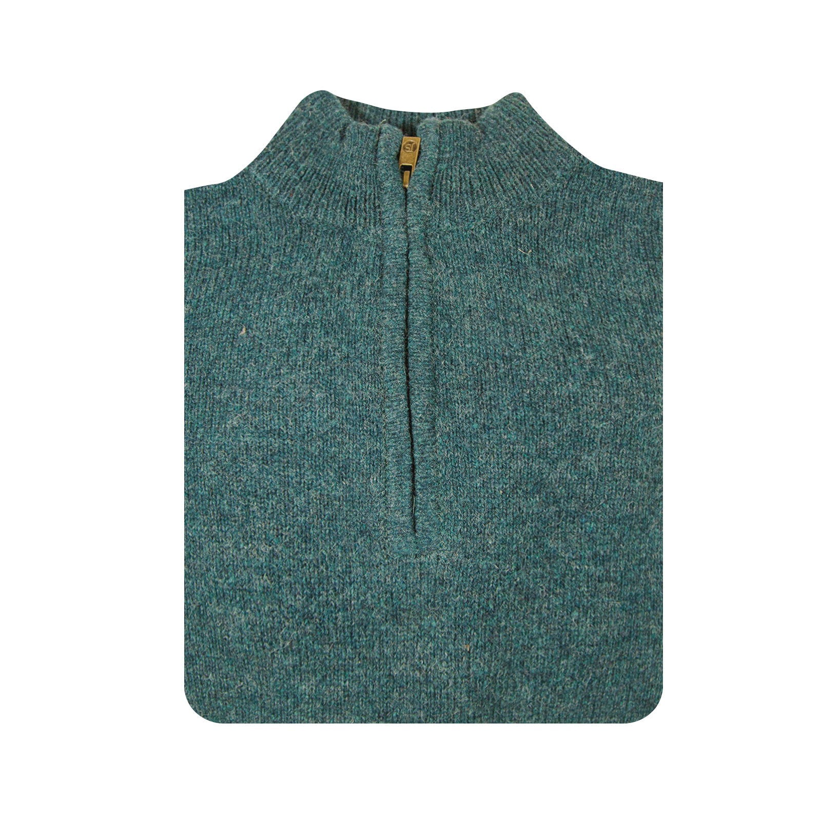 100% SHETLAND WOOL Half Zip Up Knit JUMPER Pullover Mens Sweater Knitted - Sherwood (32) - 6XL - Next Deals AU