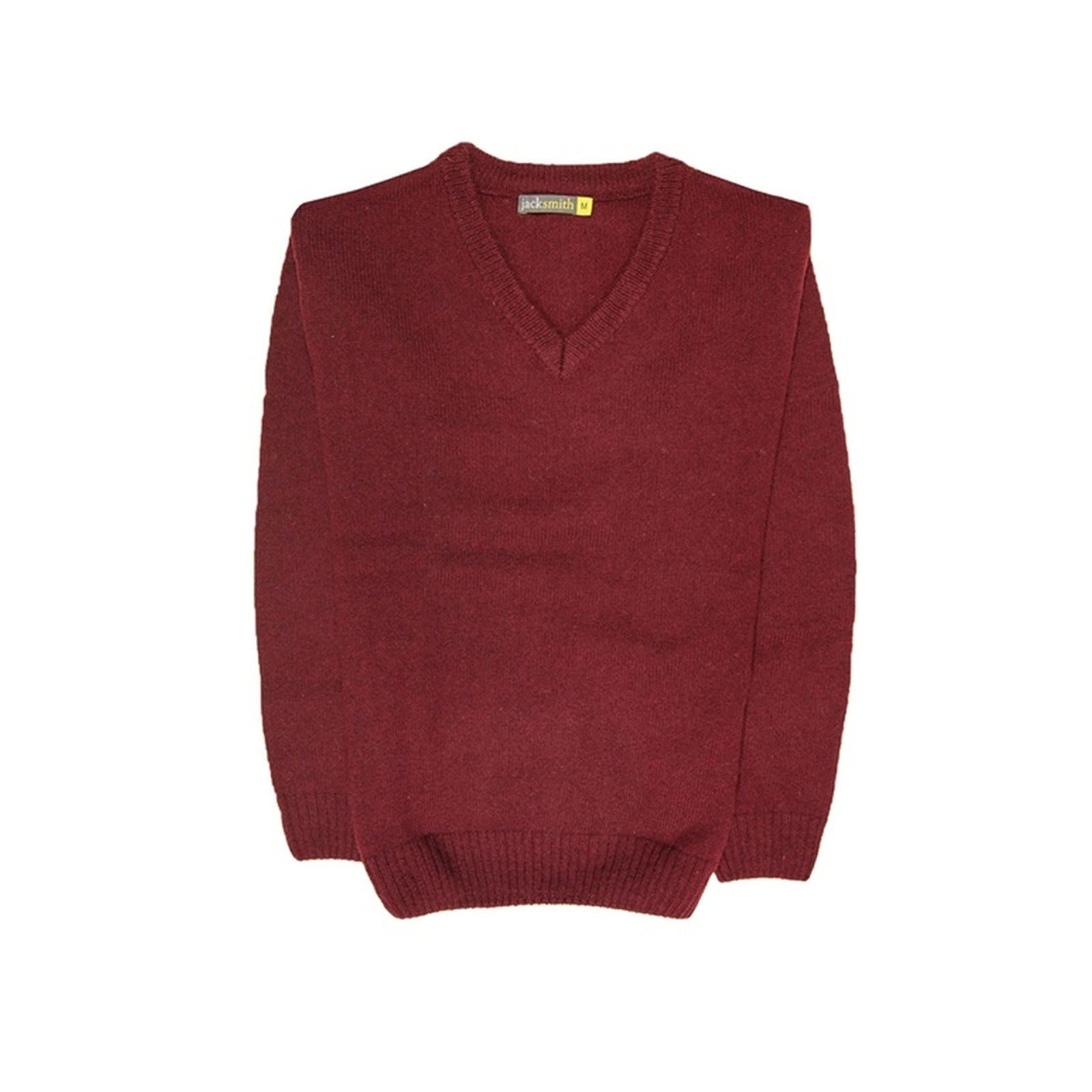 100% Shetland Wool V Neck Knit Jumper Pullover Mens Sweater Knitted - Burgundy (97) - L - Next Deals AU