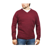 100% Shetland Wool V Neck Knit Jumper Pullover Mens Sweater Knitted - Burgundy (97) - XXL - Next Deals AU