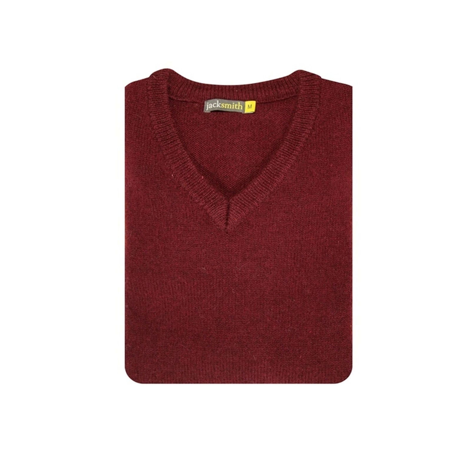 100% Shetland Wool V Neck Knit Jumper Pullover Mens Sweater Knitted - Burgundy (97) - XXL - Next Deals AU
