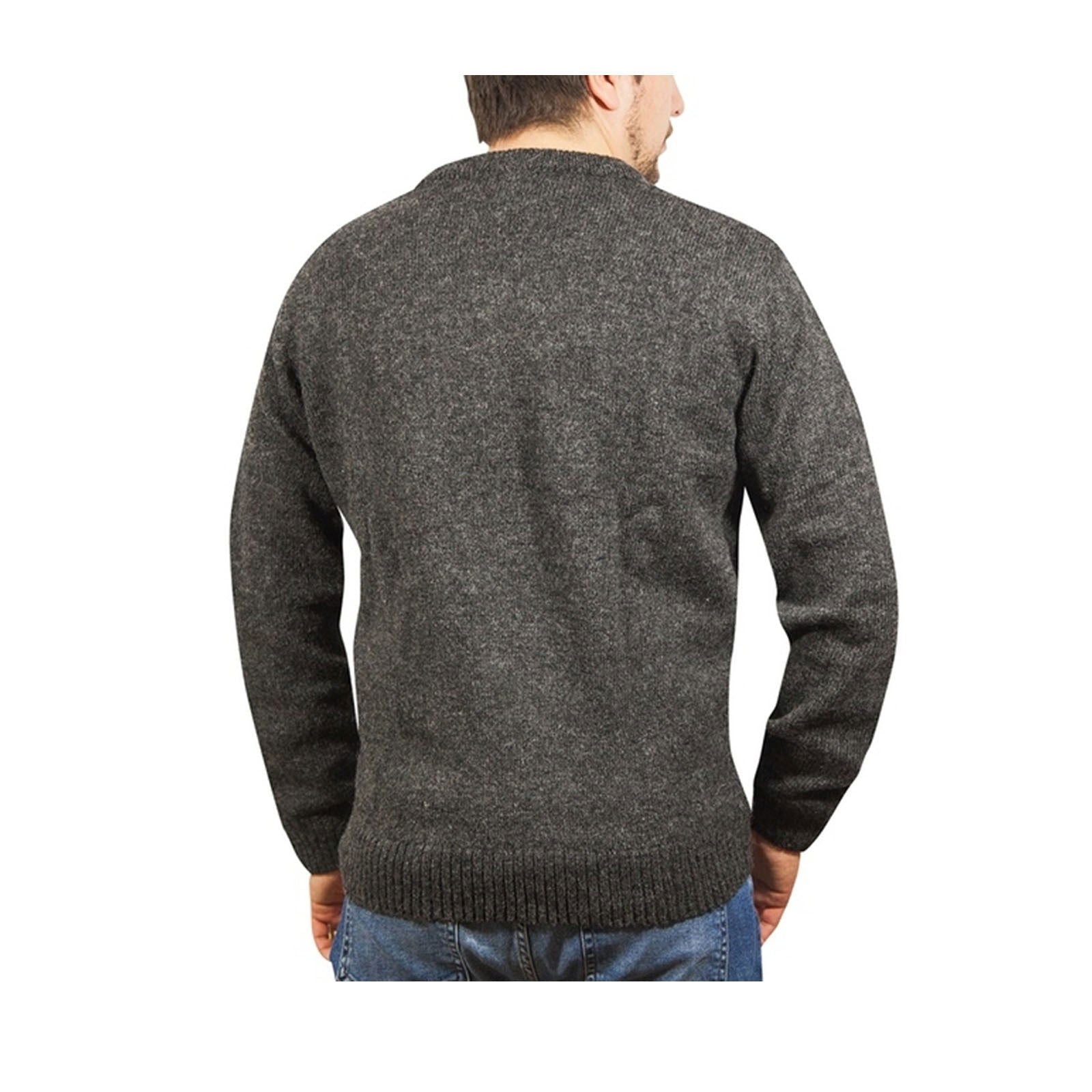 100% Shetland Wool V Neck Knit Jumper Pullover Mens Sweater Knitted - Charcoal (29) - 3XL - Next Deals AU