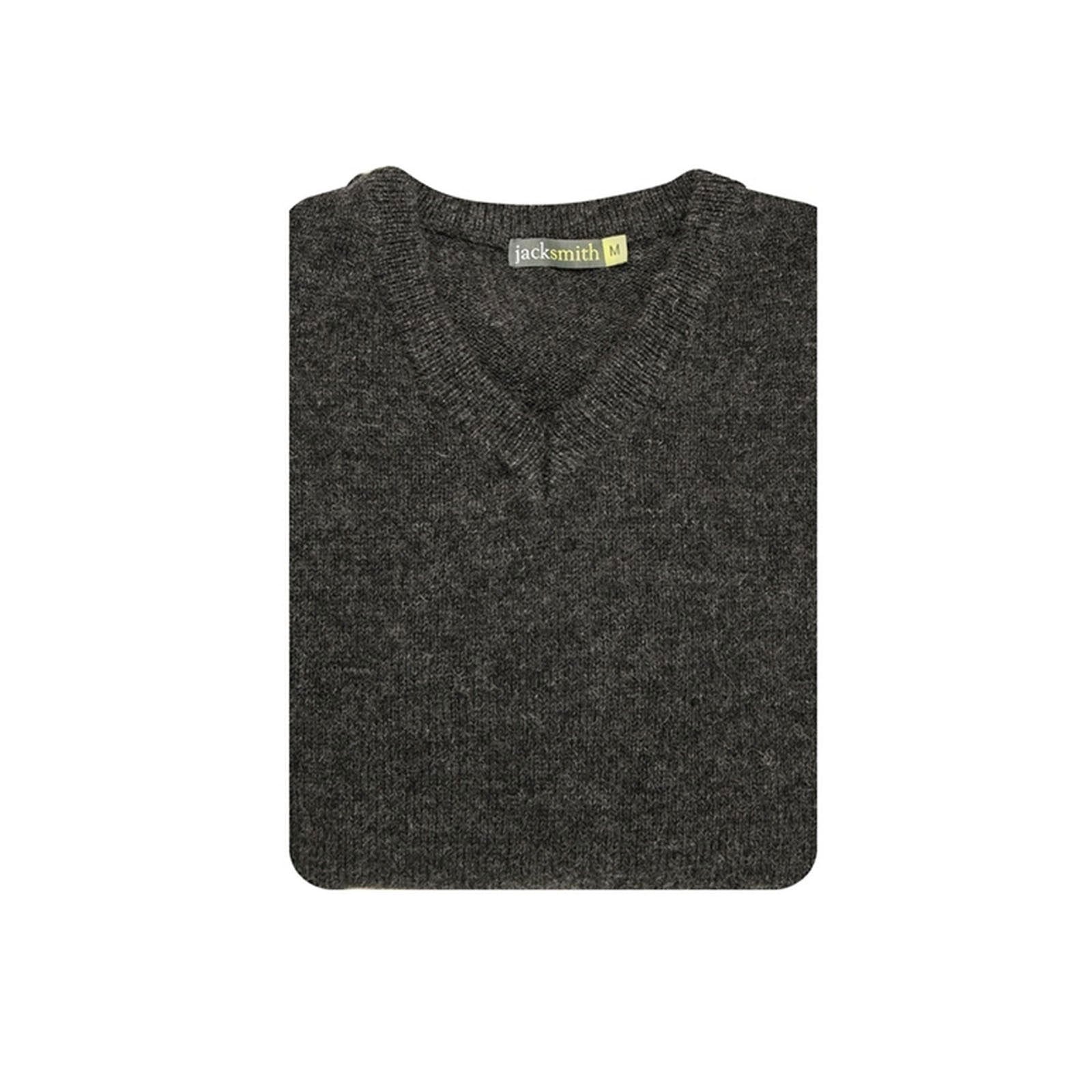 100% Shetland Wool V Neck Knit Jumper Pullover Mens Sweater Knitted - Charcoal (29) - L - Next Deals AU