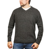 100% Shetland Wool V Neck Knit Jumper Pullover Mens Sweater Knitted - Charcoal (29) - S - Next Deals AU