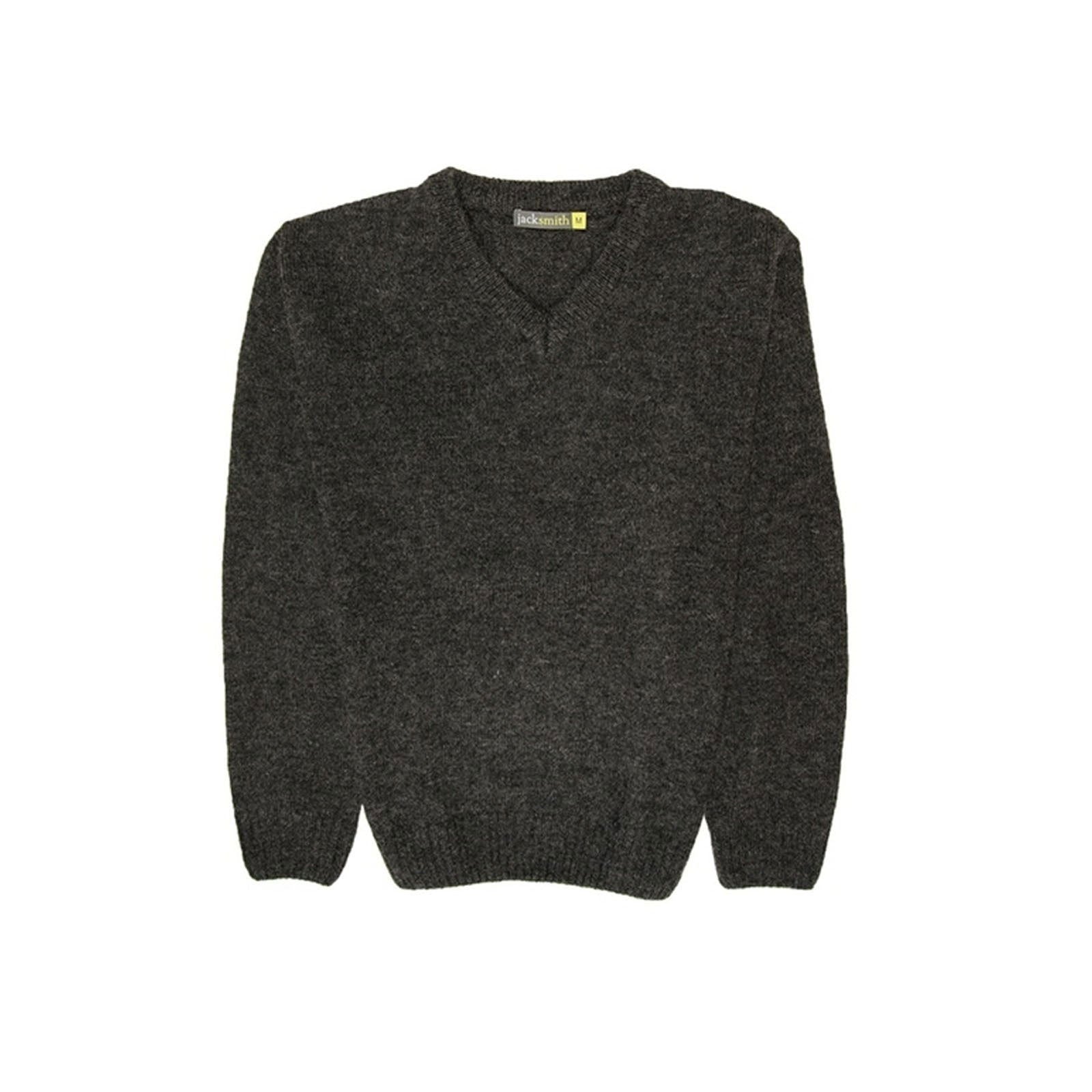 100% Shetland Wool V Neck Knit Jumper Pullover Mens Sweater Knitted - Charcoal (29) - XXL - Next Deals AU