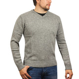 100% Shetland Wool V Neck Knit Jumper Pullover Mens Sweater Knitted - Grey (21) - L - Next Deals AU