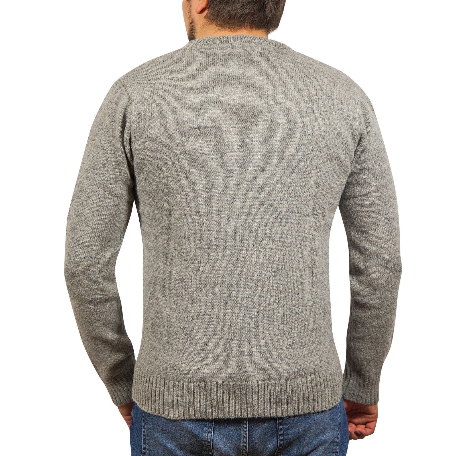 100% Shetland Wool V Neck Knit Jumper Pullover Mens Sweater Knitted - Grey (21) - M - Next Deals AU