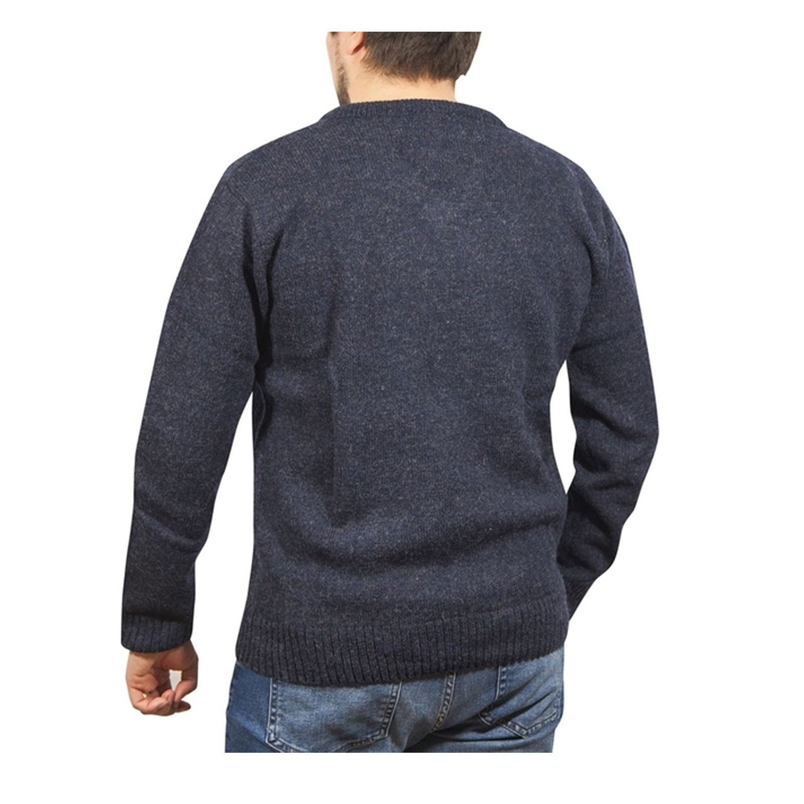 100% Shetland Wool V Neck Knit Jumper Pullover Mens Sweater Knitted - Navy (45) - 3XL - Next Deals AU