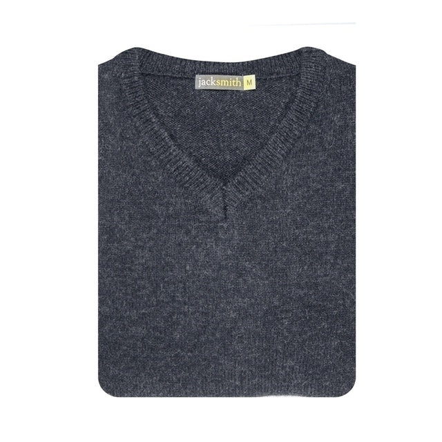 100% Shetland Wool V Neck Knit Jumper Pullover Mens Sweater Knitted - Navy (45) - 6XL - Next Deals AU