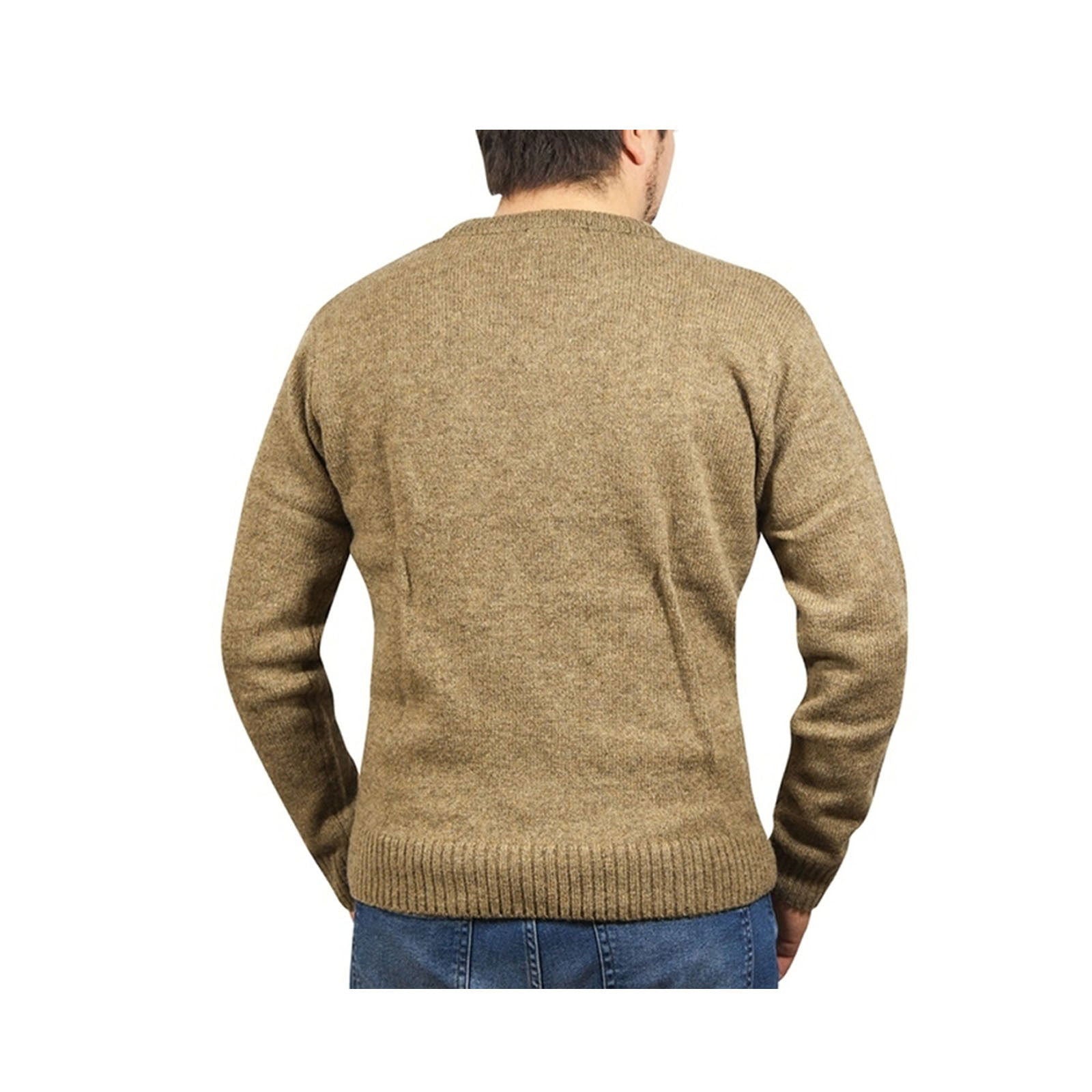 100% Shetland Wool V Neck Knit Jumper Pullover Mens Sweater Knitted - Nutmeg (23) - 5XL - Next Deals AU
