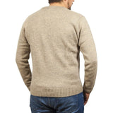 100% Shetland Wool V Neck Knit Jumper Pullover Mens Sweater Knitted - Oat Marle (03) - S - Next Deals AU