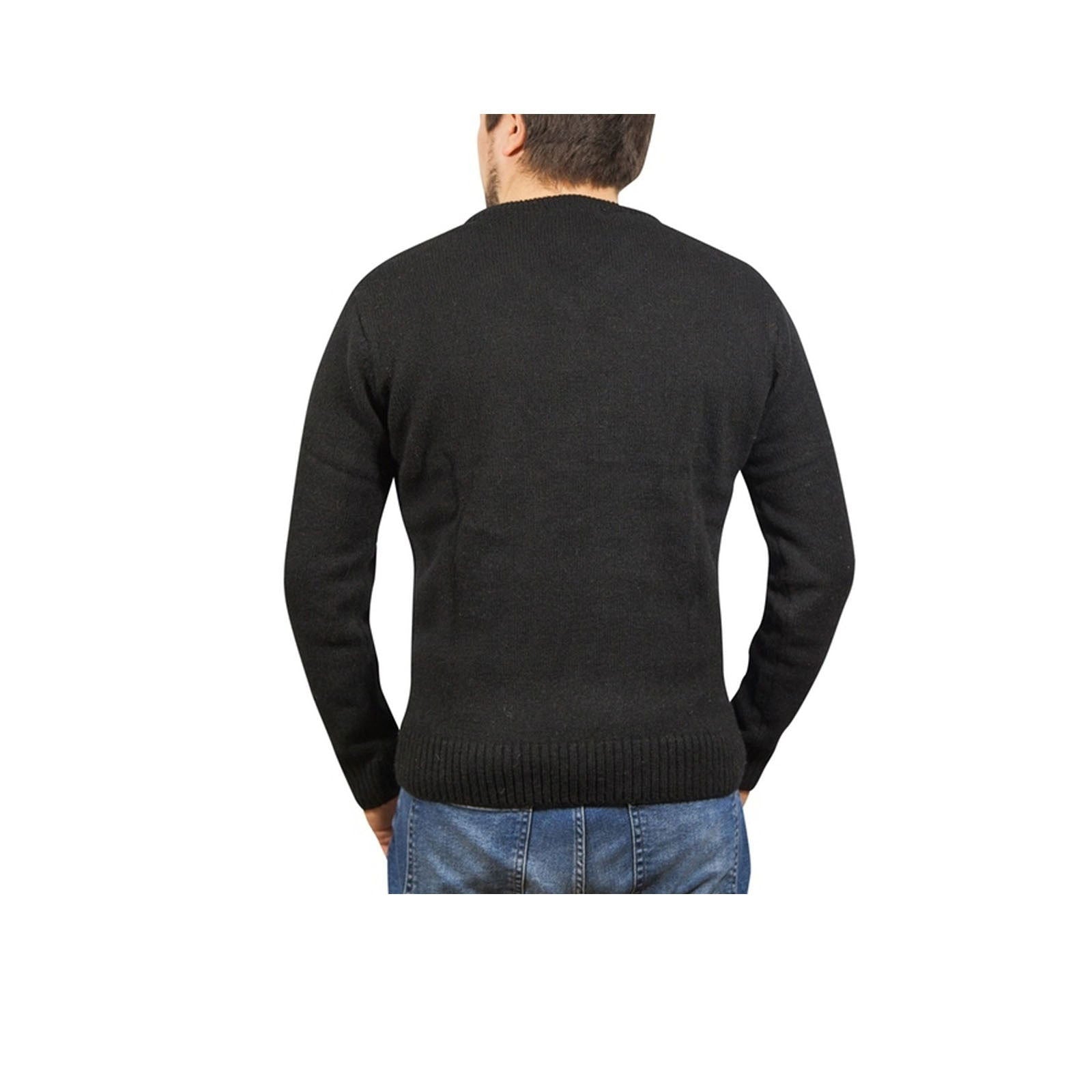 100% Shetland Wool V Neck Knit Jumper Pullover Mens Sweater Knitted - Plain Black - 3XL - Next Deals AU