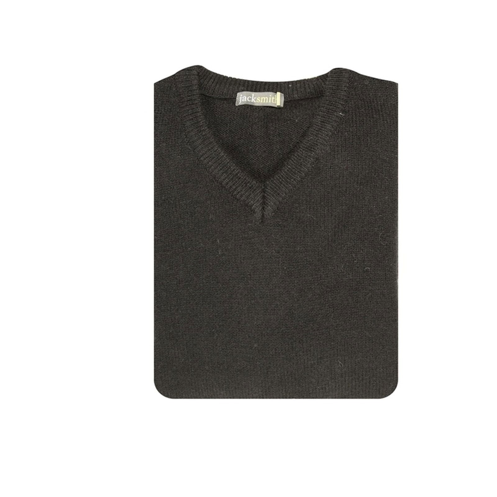 100% Shetland Wool V Neck Knit Jumper Pullover Mens Sweater Knitted - Plain Black - 6XL - Next Deals AU