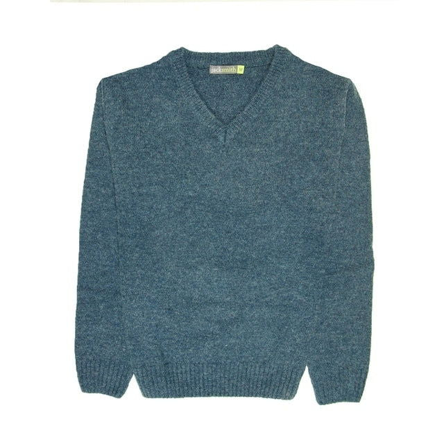 100% Shetland Wool V Neck Knit Jumper Pullover Mens Sweater Knitted - Sherwood (32) - S - Next Deals AU