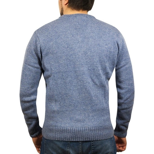100% Shetland Wool V Neck Knit Jumper Pullover Mens Sweater Knitted - Sky (40) - 3XL - Next Deals AU