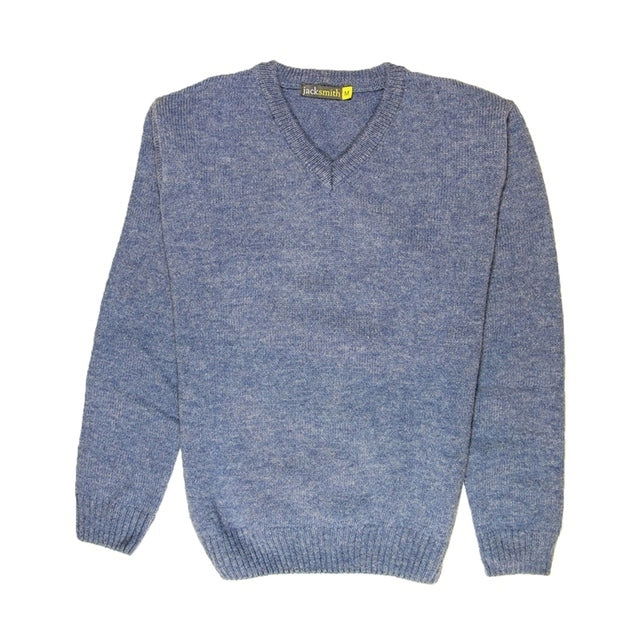 100% Shetland Wool V Neck Knit Jumper Pullover Mens Sweater Knitted - Sky (40) - 3XL - Next Deals AU
