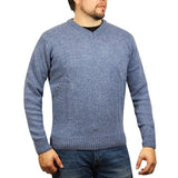 100% Shetland Wool V Neck Knit Jumper Pullover Mens Sweater Knitted - Sky (40) - 5XL - Next Deals AU