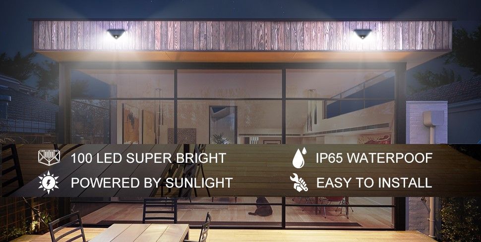 100 Waterproof LED Motion Sensor Solar Security Lights Outdoor (2pack) - Next Deals AU