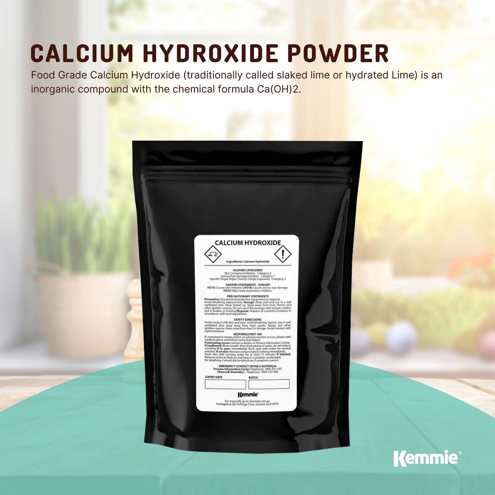 100g Food Grade Calcium Hydroxide Powder - FCC Hydrated Slaked Pickling Lime - Next Deals AU