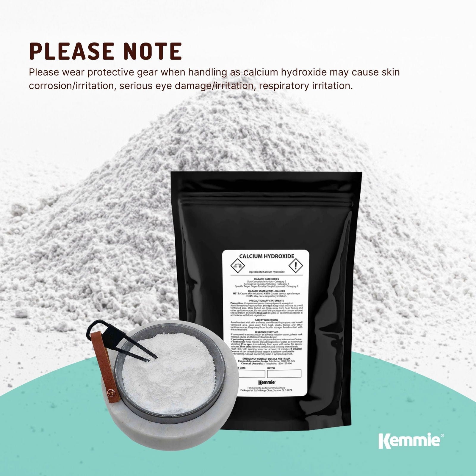 100g Food Grade Calcium Hydroxide Powder - FCC Hydrated Slaked Pickling Lime - Next Deals AU