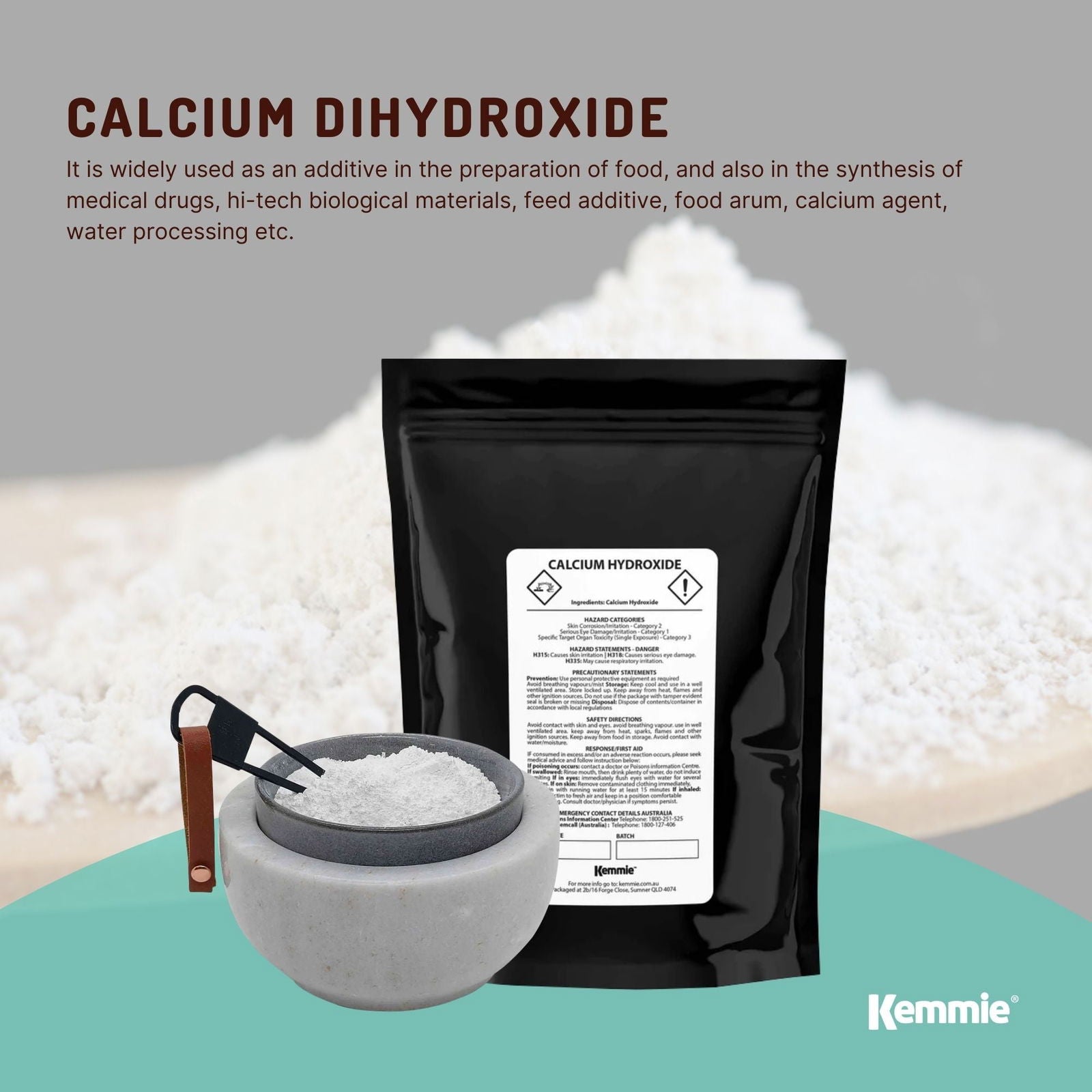 100g Food Grade Calcium Hydroxide Powder - FCC Hydrated Slaked Pickling Lime - Next Deals AU