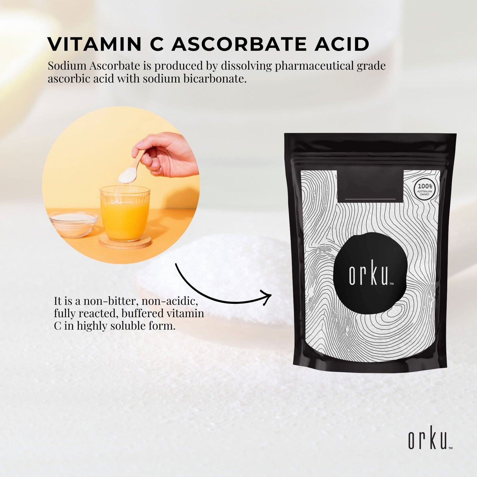 100g Sodium Ascorbate Powder - Vitamin C Buffered Pharmaceutical Ascorbic Acid - Next Deals AU