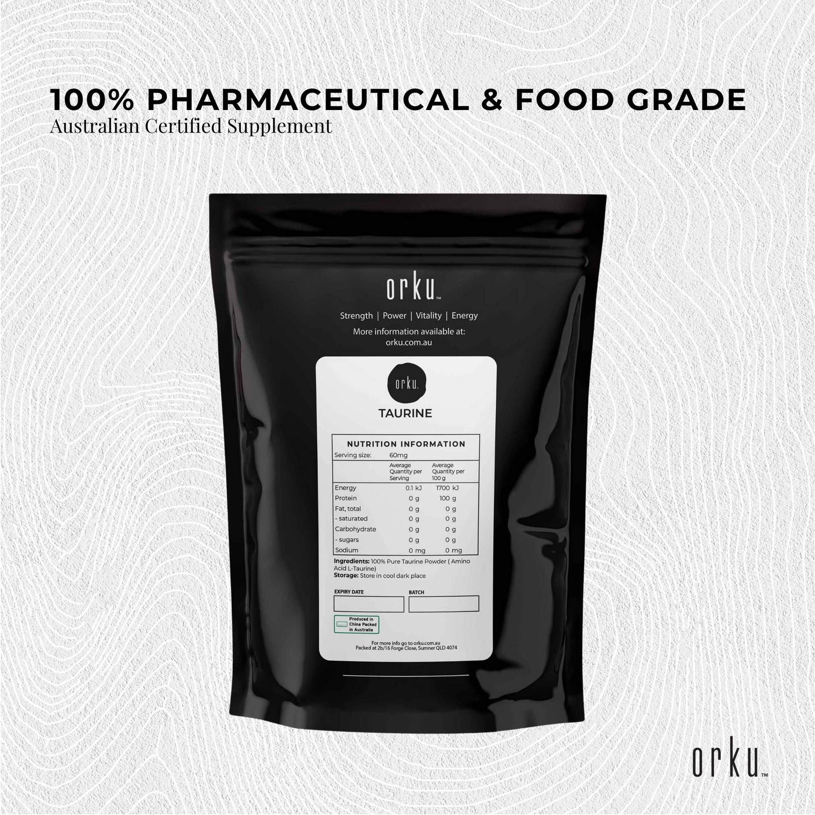 100g Taurine Powder - Pure Amino Acid Food Grade L-Taurine Vitamin Supplement - Next Deals AU