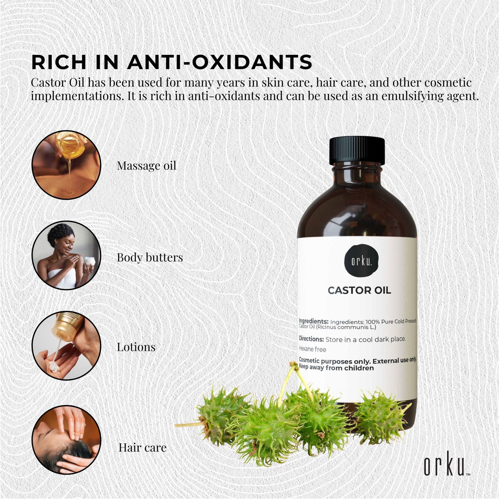 100ml Castor Oil - Hexane Free Cold Pressed Virgin Skin Hair Care - Next Deals AU