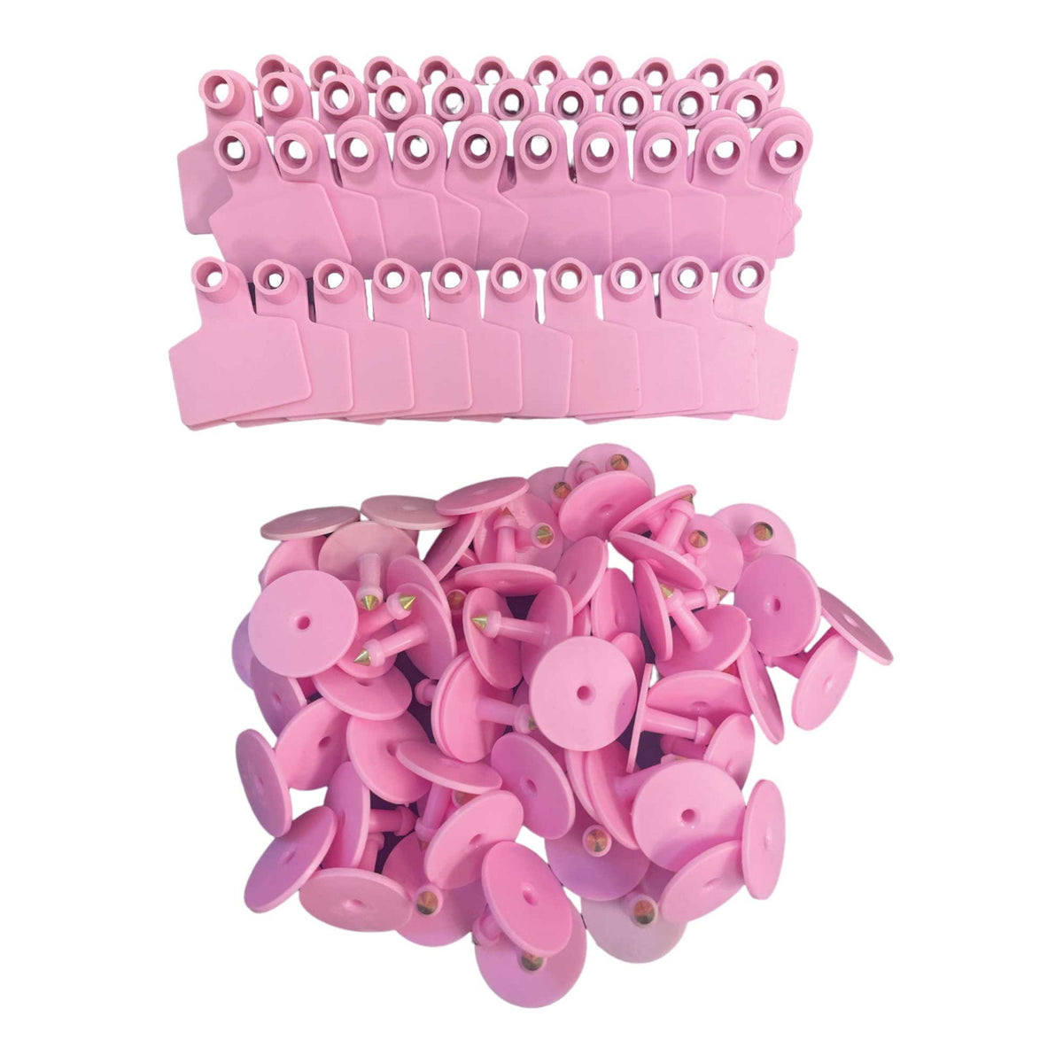 100x Cattle Ear Tags 6x7cm Set - Medium Pink Blank Cow Sheep Livestock Label - Next Deals AU