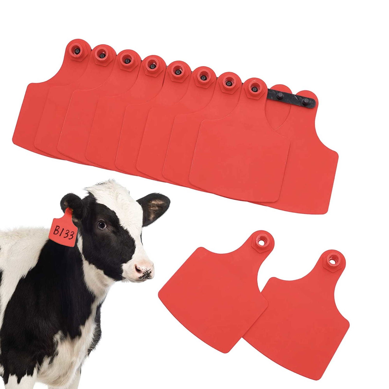 100x Cattle Ear Tags Set - 7.5x10cm XL Red Blank Pig Cow Sheep Livestock Label - Next Deals AU