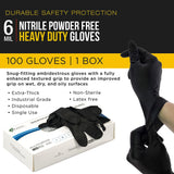 100x Nitrile Black Industrial Mechanic Tattoo Food Disposable Gloves Medium - Next Deals AU