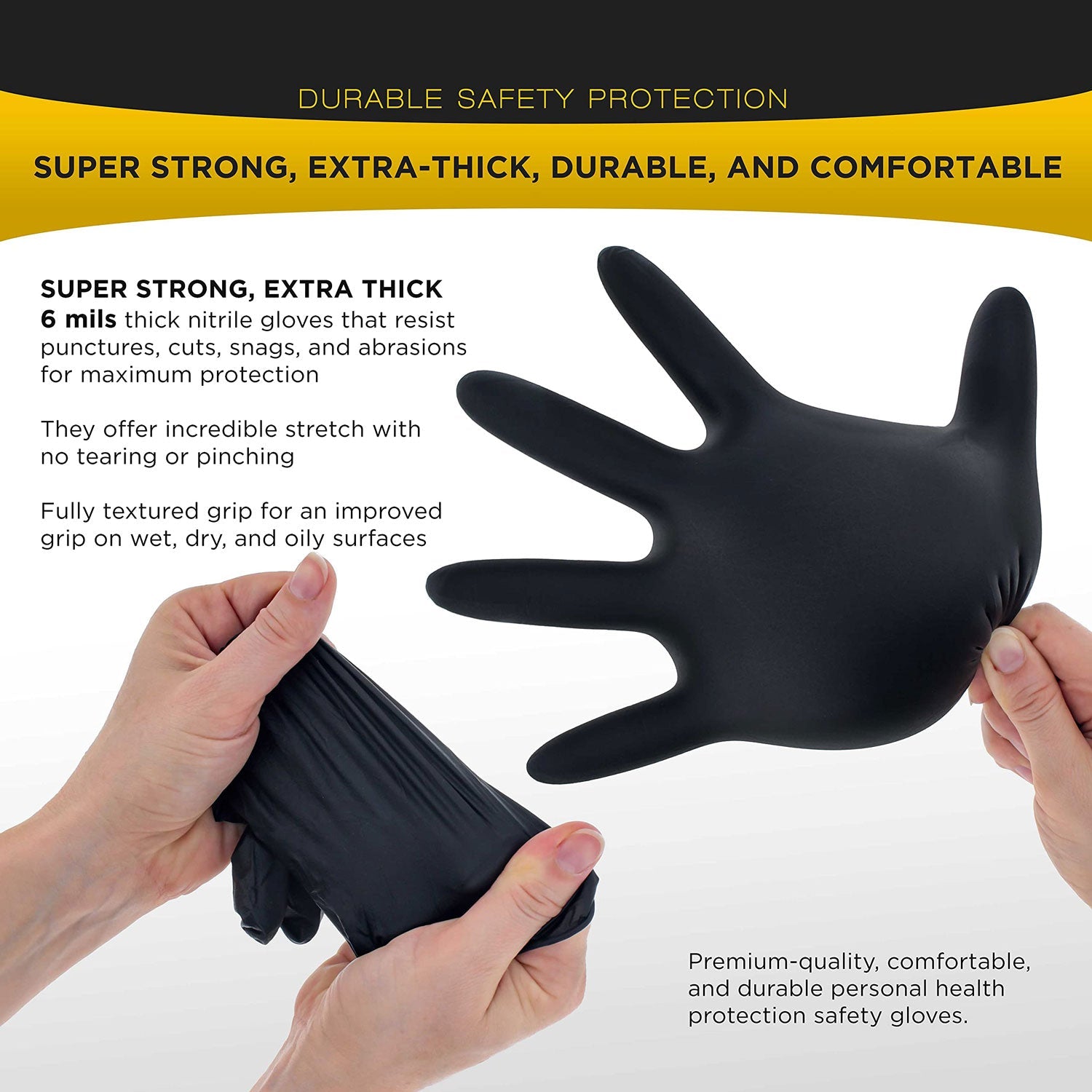 100x Nitrile Black Industrial Mechanic Tattoo Food Disposable Gloves Medium - Next Deals AU