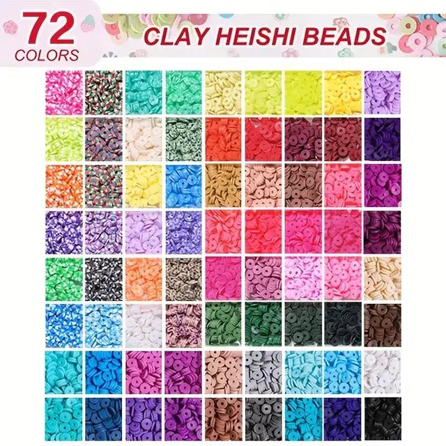 10800pcs Clay Beads for Bracelet Making Kit 72 Colors Spacer Heishi Beads Jewelry Making Kit - Next Deals AU