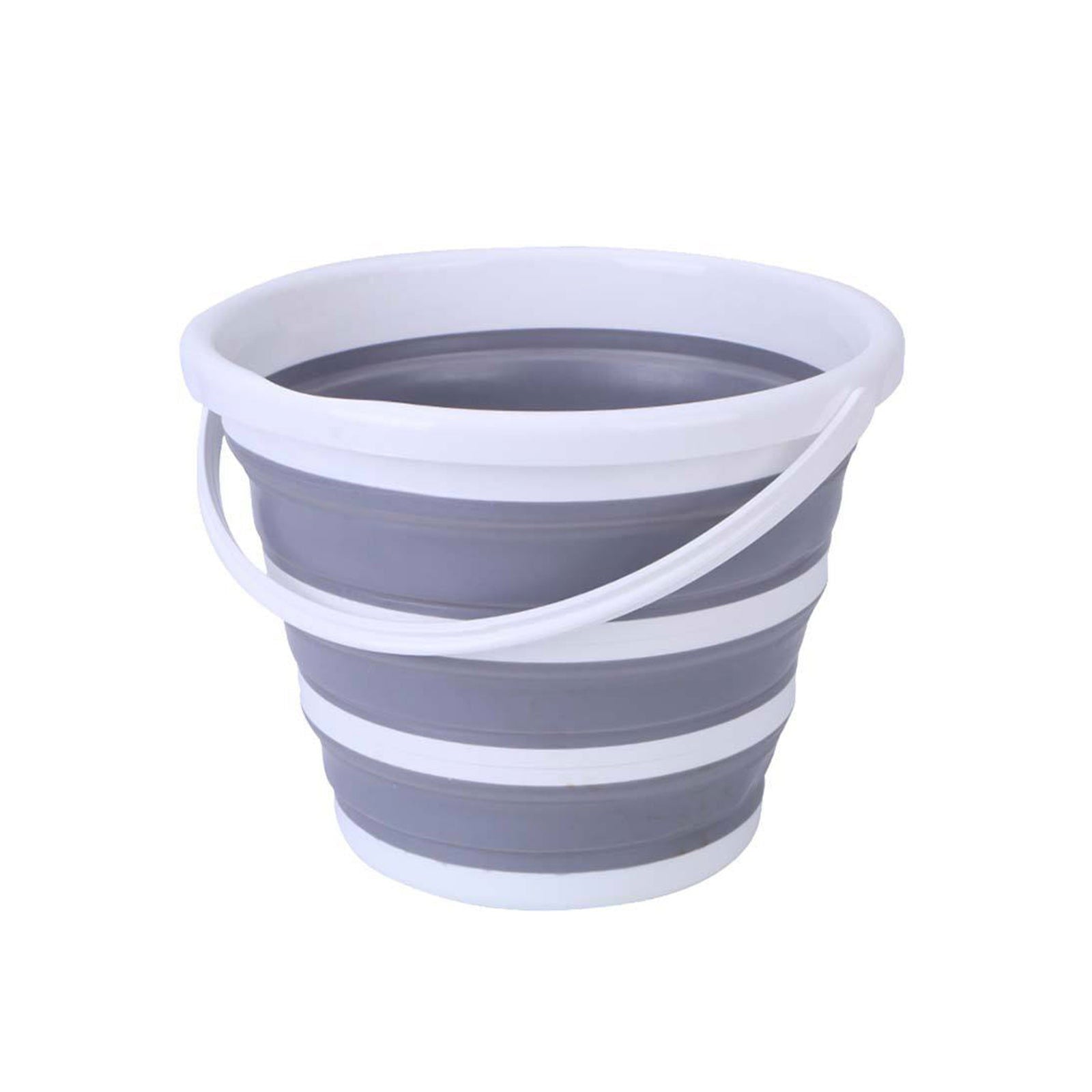 10 Litre Foldable Collapsible Bucket Silicone for Home/Hiking/Camping/Fishing - Grey/White - Next Deals AU
