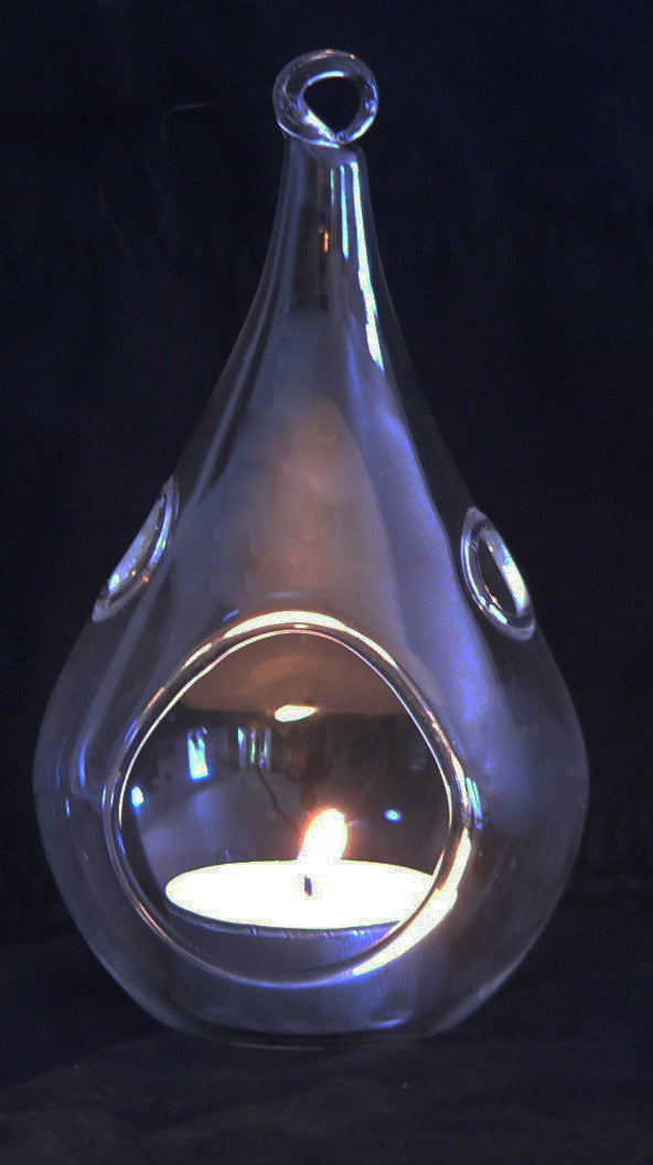 10 Pack of Hanging Clear Glass Tealight Candle Holder Tear Drop Pear Hour Glass Shape - 20cm High Terrarium Plant Mini Garden Holder Decoration Craft Gift - Next Deals AU