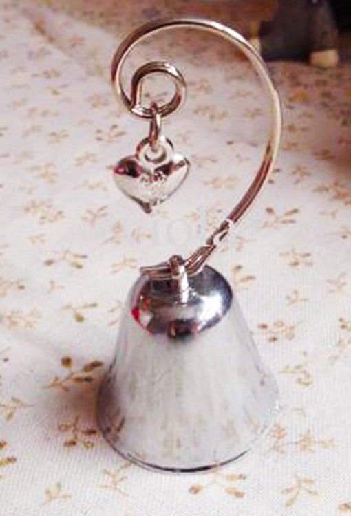 10 Pack of Silver Wedding Kissing Bell Name Card Stand Holder with Heart in Ring Bomboniere Favour Gift - Next Deals AU