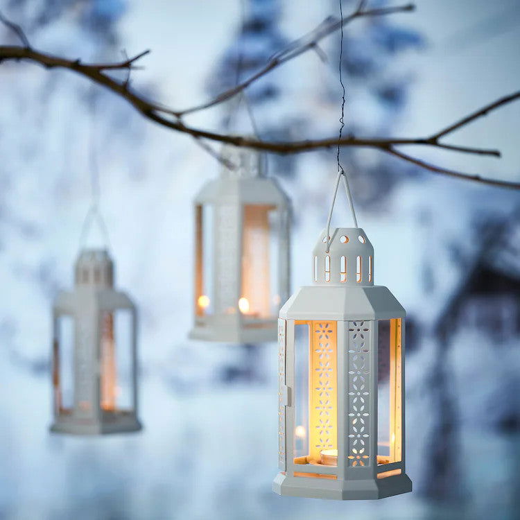 10 Pack of White Metal Miners Lantern Summer Wedding Home Party Room Balconey Deck Decoration 21cm Tealight Candle - Next Deals AU